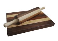 (image for) Triple Wood Cutting Board and Rolling Pin Set