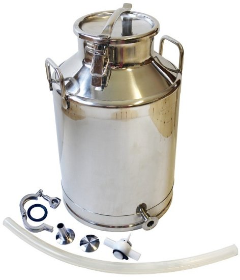 (image for) Stainless Steel Milk Bottling Can with Valve Accessories - 90lbs